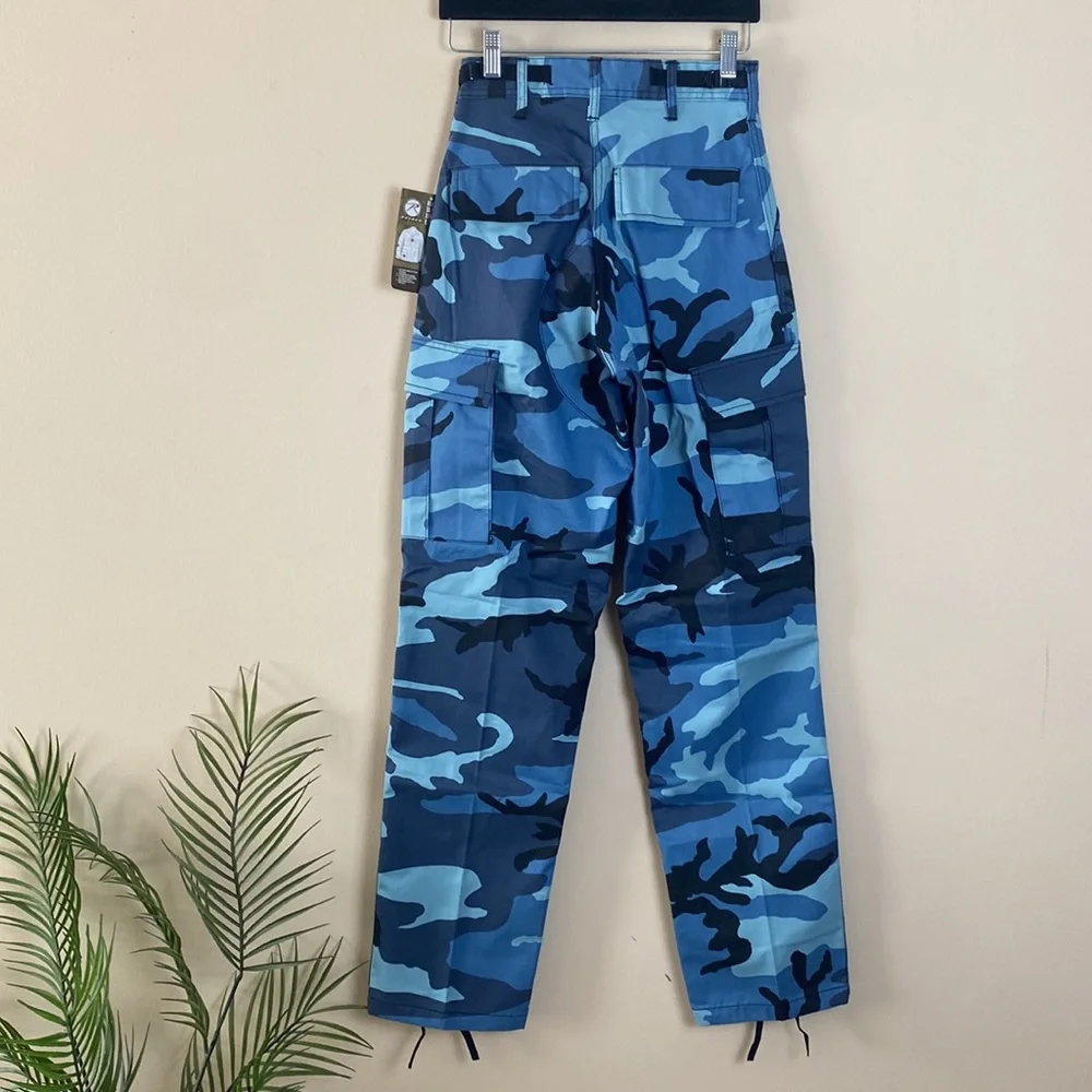 Rothco Military Sky Blue Camo High Rise Adjustable Waist Cargo Jogger Sweatpants - Picture 8 of 14
